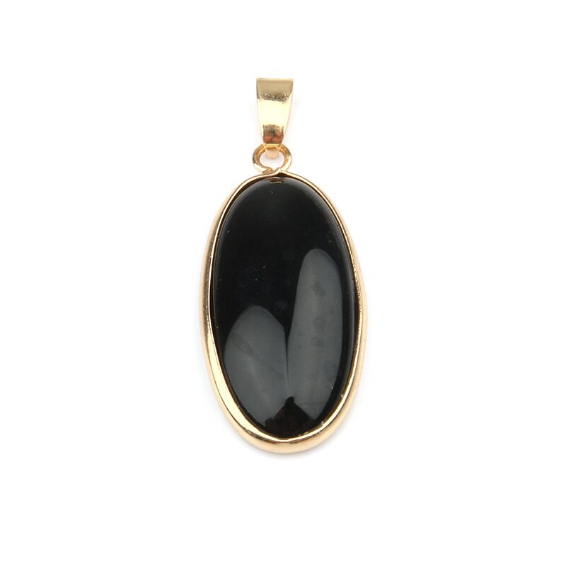 Ciondolo In Pietra naturale di Forma Ovale Pendenti Con Gemme E Perle Agat Lapis Lazuli Pendenti E Ciondoli per Collane Monili Che Fanno 4*1.6*0.6 millimetri: Black Agate