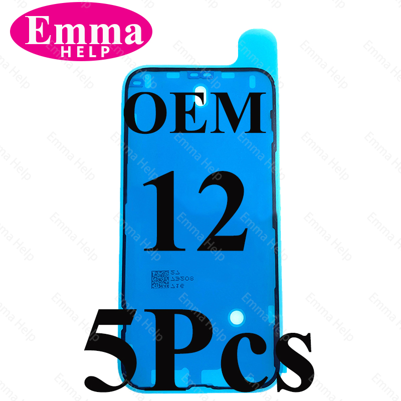 Adhesivo adhesivo impermeable OEM para iPhone 11, 12, 13 Pro Max X XR XS 7 8Plus, pegamento precortado, marco LCD, cinta de pantalla, sello de bisel, 5 uds.