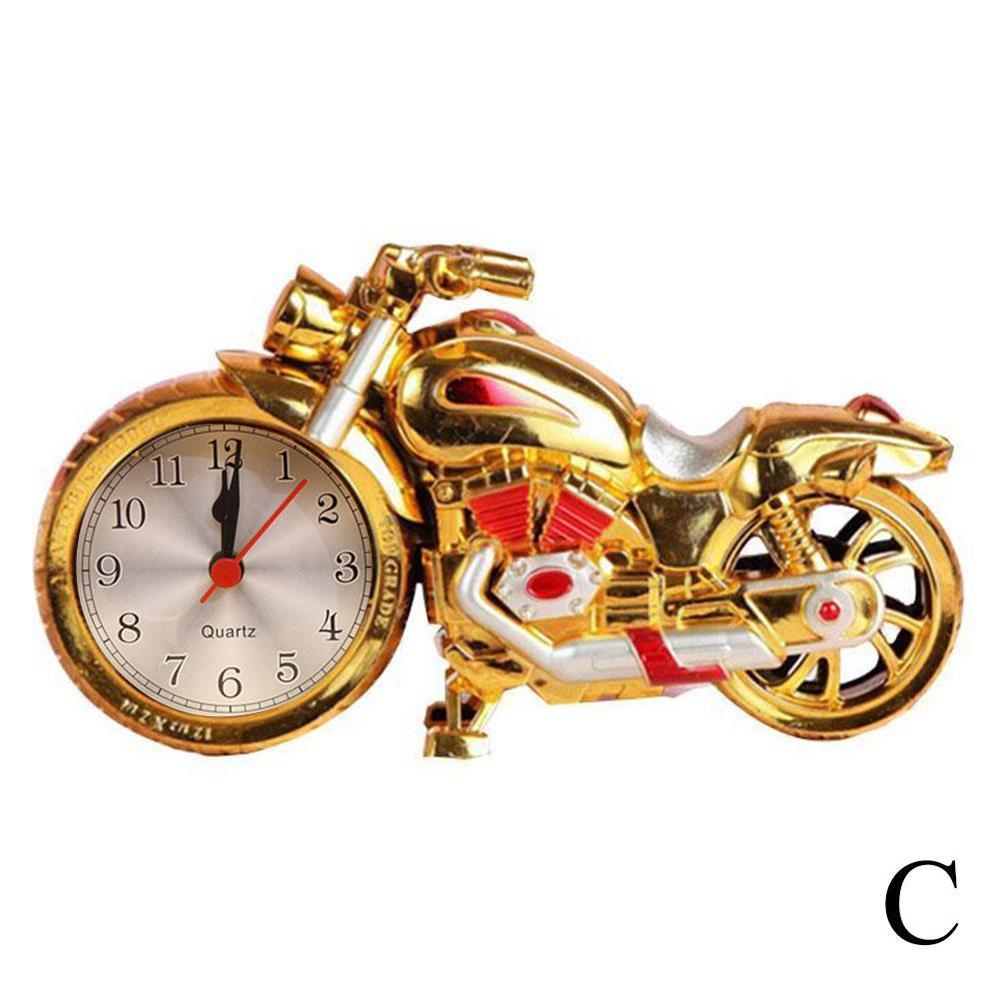 Motorcycle Motorbike Pattern Alarm Clock Desk Clock Home Birthday Cool Clock (Wheel Type was Randomly): C