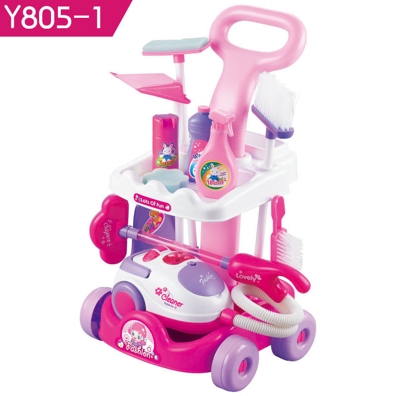 Kinderen Huis Schoonmaken Speelgoed Simulatie Mop Elektrische Vacuüm Cleaning Tools Trolley Apparaten Kinderspeelgoed: violet