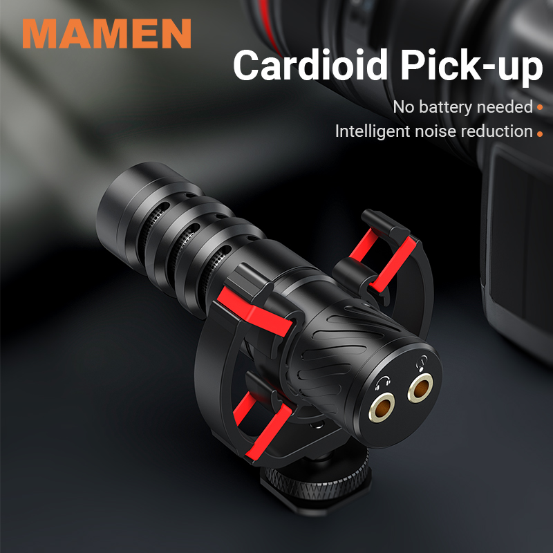 Mamen videoaufnahmemikrofon, keine batterie erforderlich, nierencharakteristik, für dslr-kameras, smartphones, vlogs, interviews und aufnahmen