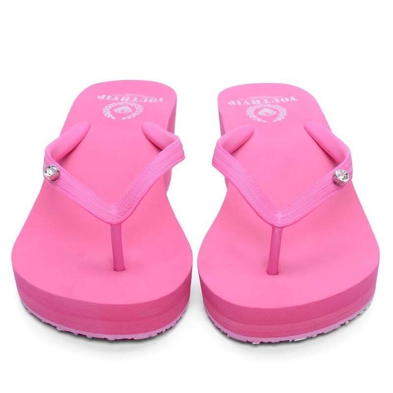 Kvinnors sommartofflor med diamantflipflops lediga tofflor damsandaler sommarskor dam lätta mjuka rutschkanor