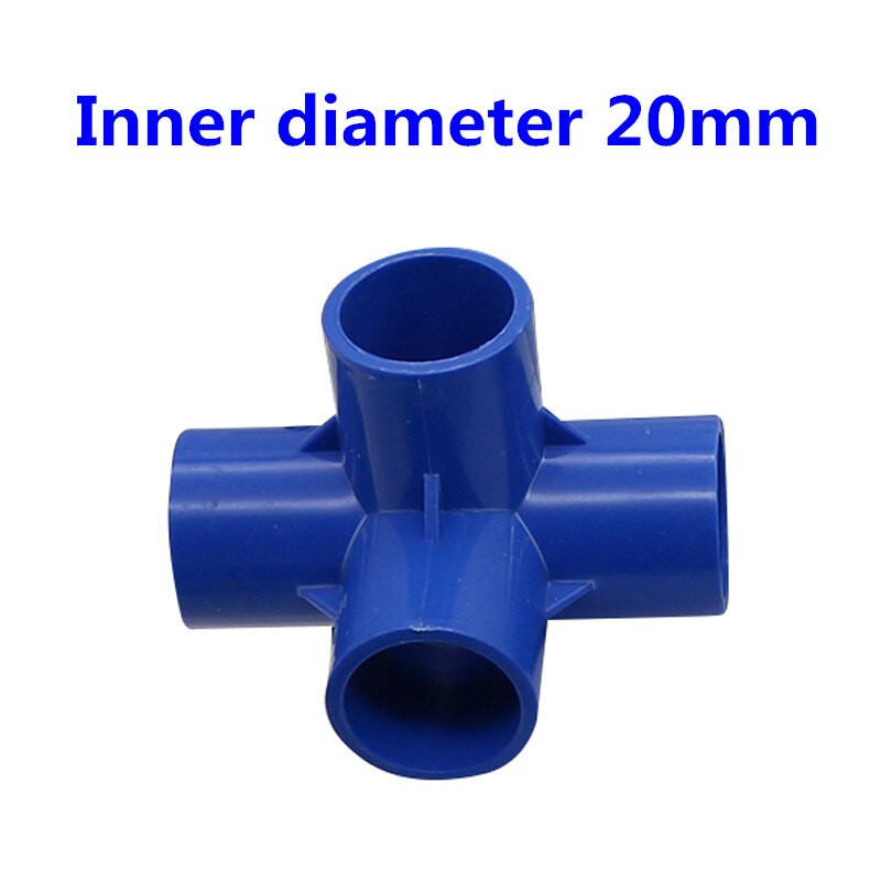 2 Pcs 20mm PVC Stereo Connector PVC Three-Way Four-Way Five-Way Plastic Water Supply Pipe Fittings Inner Diameter Size 20mm: blue 4-way