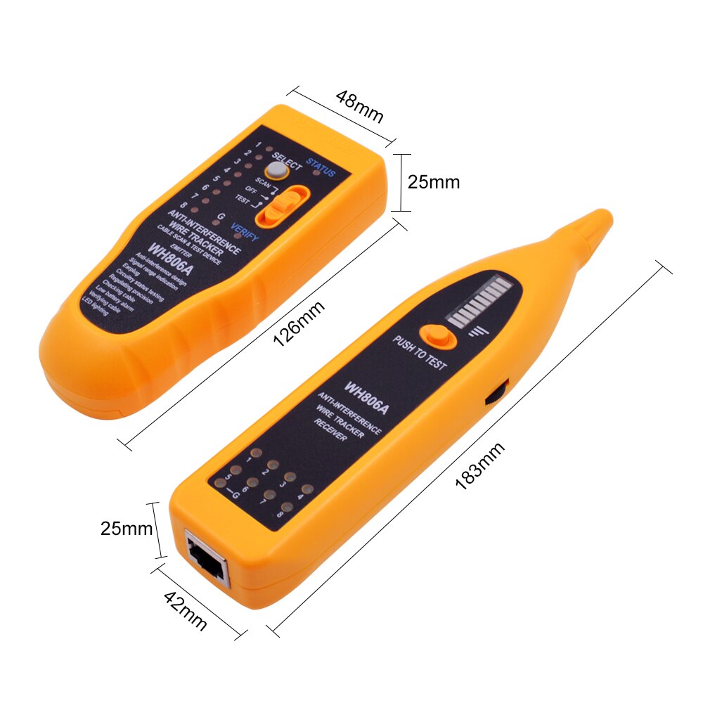 Rastreador telefónico CHIPAL WH806A rastreador de cables de Tóner para teléfono RJ11 RJ45 Cat5 Cat5E Cat6 Cat6E comprobador de Cable de red LAN Ethernet
