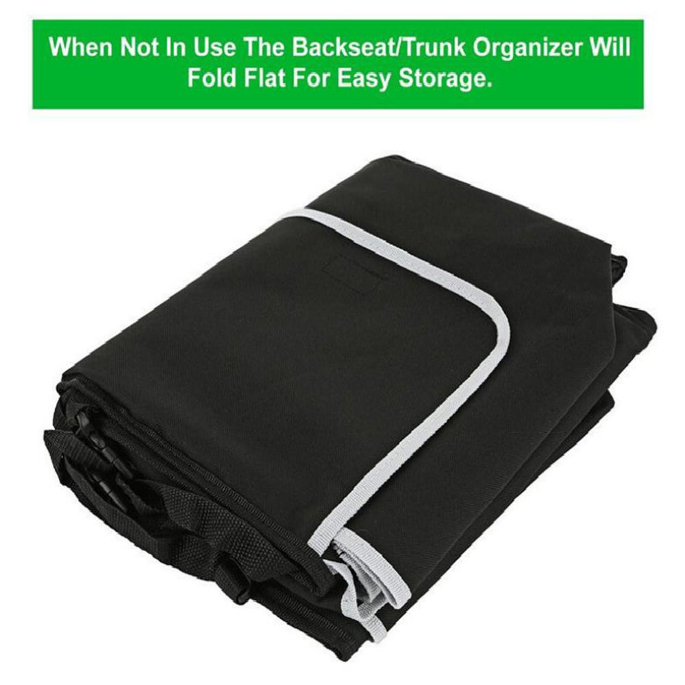 Car Rear Seat Multi Pockets Sundry Storage Bag Vehicle Trunk Accessory Organizer Protector for Car Seat Back Black