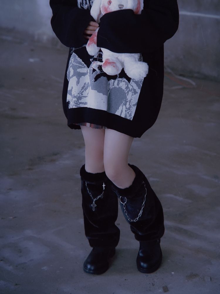 Harajuku Cross Chain punk Earmuff main image 0