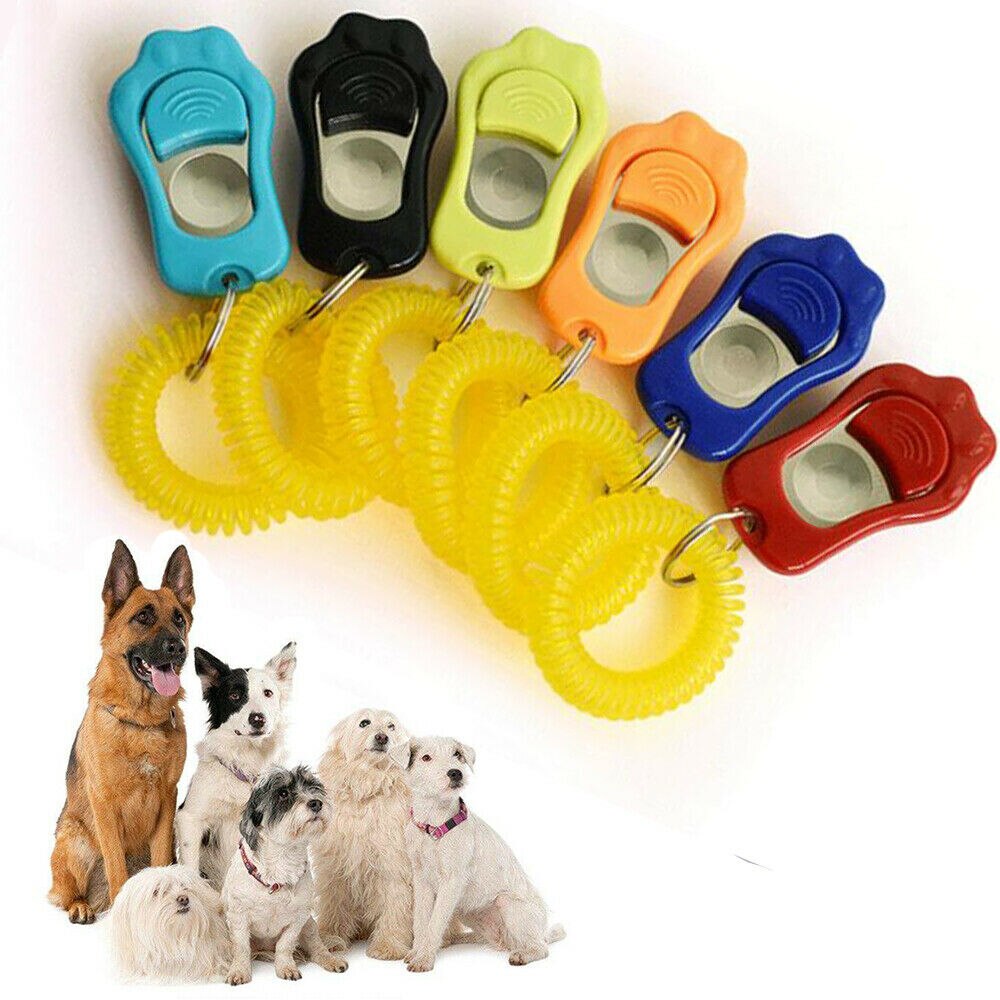 1pc Paw Shape Pet Dog Training Clicker Toys Cat Puppy Button Click Trainer Obedience Aid Wrist ABS 5 colors