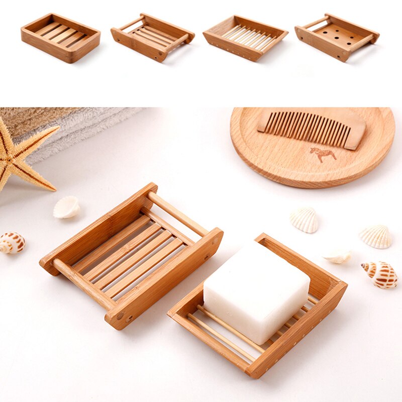 Natural Wooden Soap Dish Wood Soap Tray Holder Storage Soap Rack Plate Box Container For Bath Shower Plate Bathroom