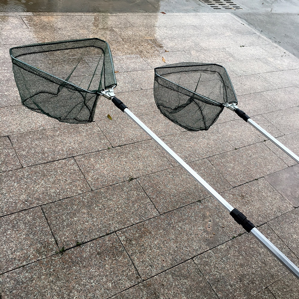 Fishing Net Foldable Lightweight Aluminum Alloy 150/170/210cm Retractable Fish Net Telescoping Boat Fishing Landing Net Tool