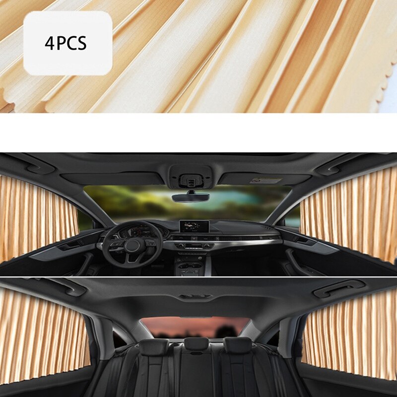 Universal Car Side Window Sun Shade Auto Sun Protection Privacy Sunshade Magnetic Curtain Keeps Cooler Screen For Sleeping: 4pcs Gold