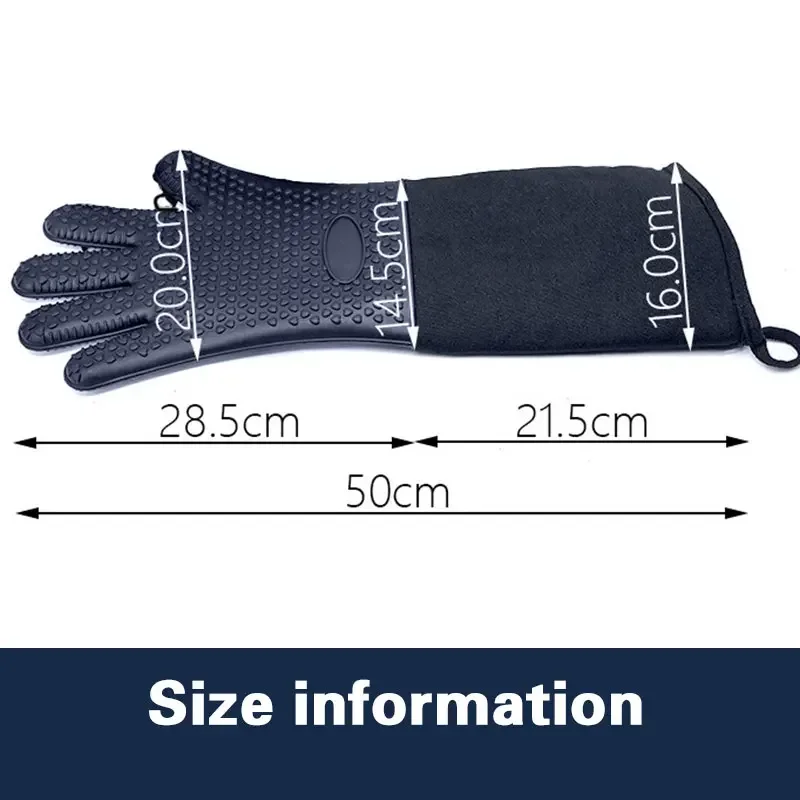 Extra Long Silicone Oven Mitts Gloves with Quilted Liner Durable Heat Resistant Grill Oven Gloves Baking Tools