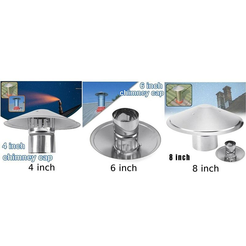 Tapa para chimenea de tubo de estufa, accesorio resistente y duradero, con forma de seta de aleación de Zinc, para lluvia, 4/6/8 pulgadas