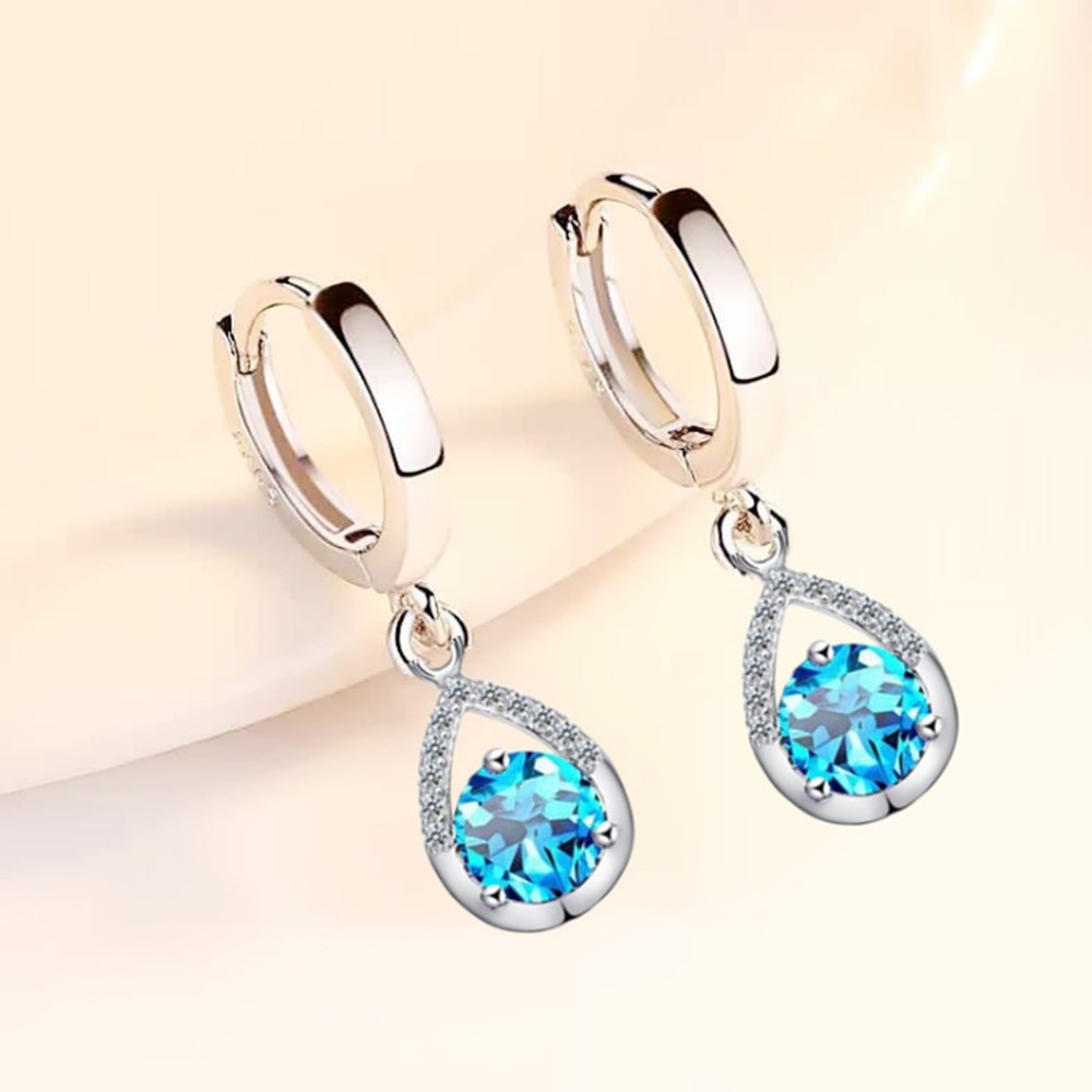 NEHZY S925 Stamp silver women&#39;s jewelry earrings pink blue white crystal zircon long tassel retro earrings