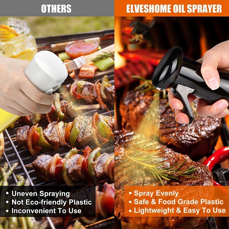 Oil Sprayer for Cooking 2PACK Set Refillable Olive Oils Dispenser Spray Versatile Vinegar Spritzer Bottles with Brush