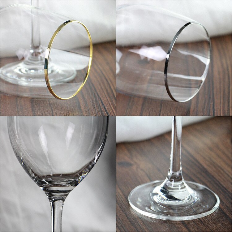home decoration gold rim red wine glass classic transparent red wine glass crystal glass rim thickening 350ml
