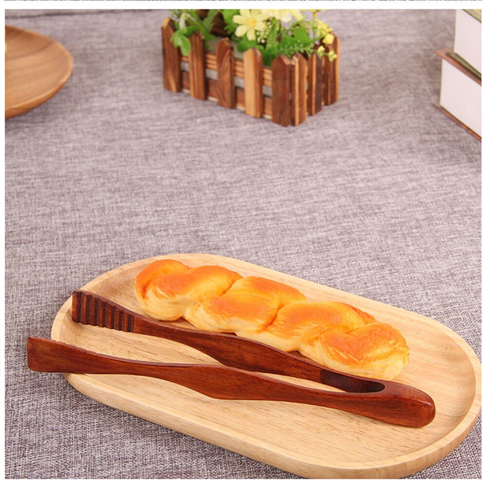 26.5cm Protable Wooden Barbecue Clip Toast Tongs Toaster Bacon Cooking BBQ Food Bread Tong Kitchen Tool
