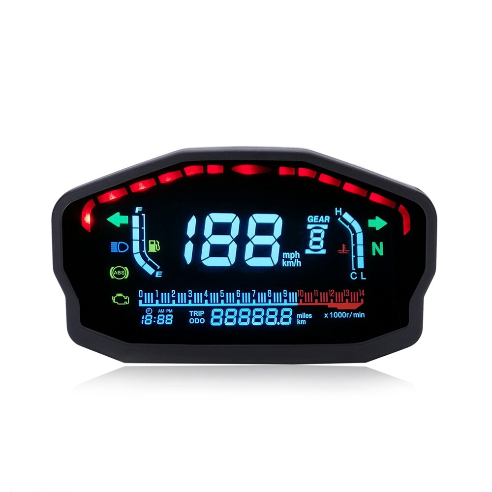 Motorrad Kilometerzähler Kraftstoff Messgerät 14000RPM Universal- für 1,2,4 Zylinder, LCD Motorrad Instrument Tacho 199 km/h