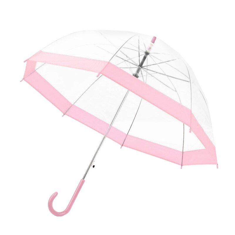 Gennemsigtig paraply regn solrig kvinder piger damer nyhedsartikler lange håndtag paraplyer regntætte paraplyer: Lyserød