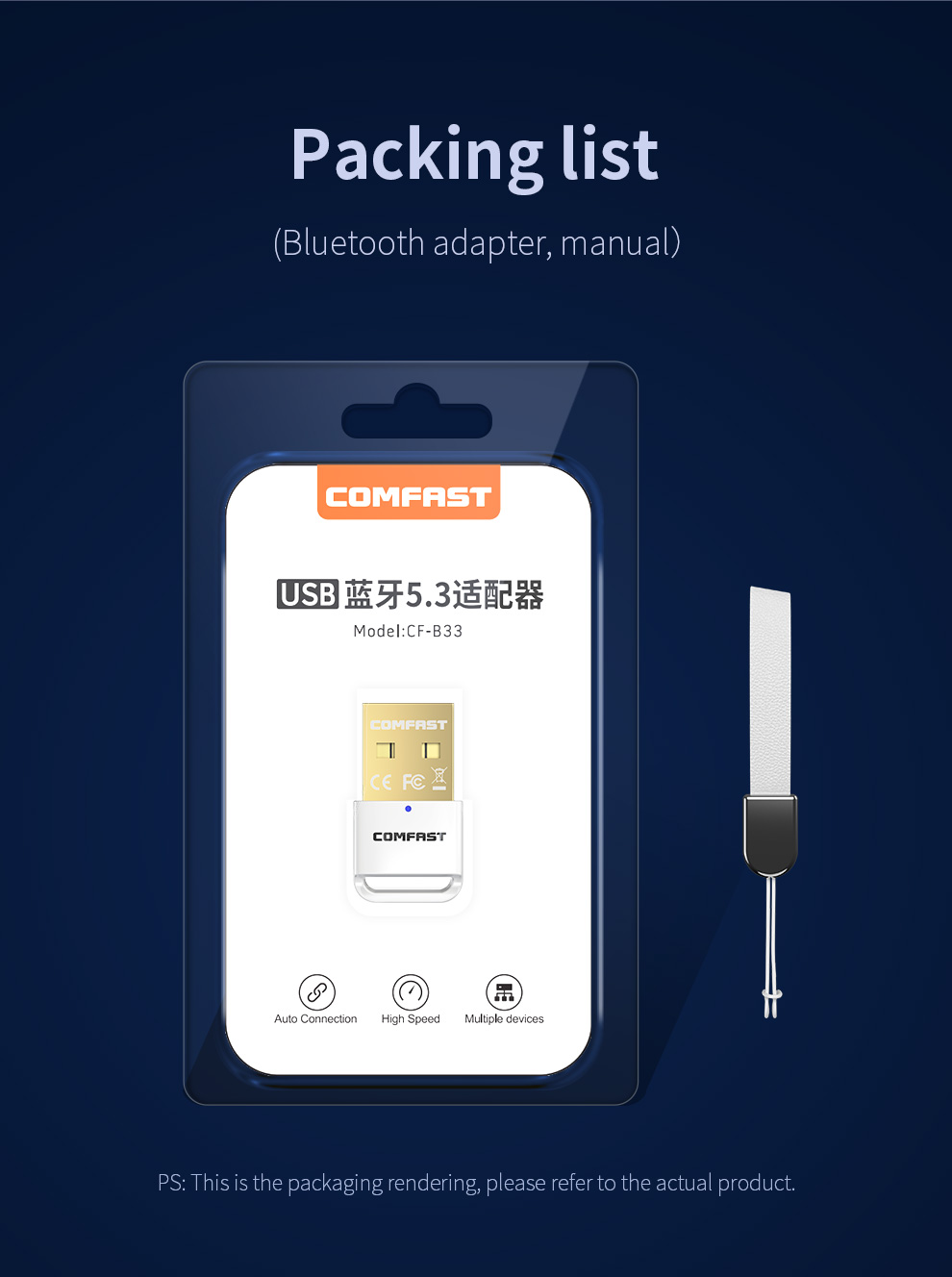 COMFAST Bluetooth 5.3 Adapter for Pc Usb WiFi Dongle Bluetooth 5.0 5.1 Receiver for Speaker Keyboard Audio Transmitter