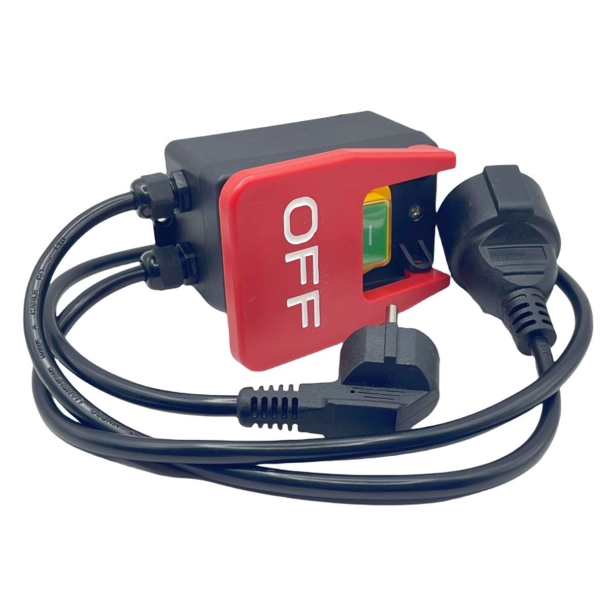 220v enfas på/av-brytare, säkerhetsbrytare, nollspänningsbrytare med uttag, nödstoppbrytare eu-kontakt