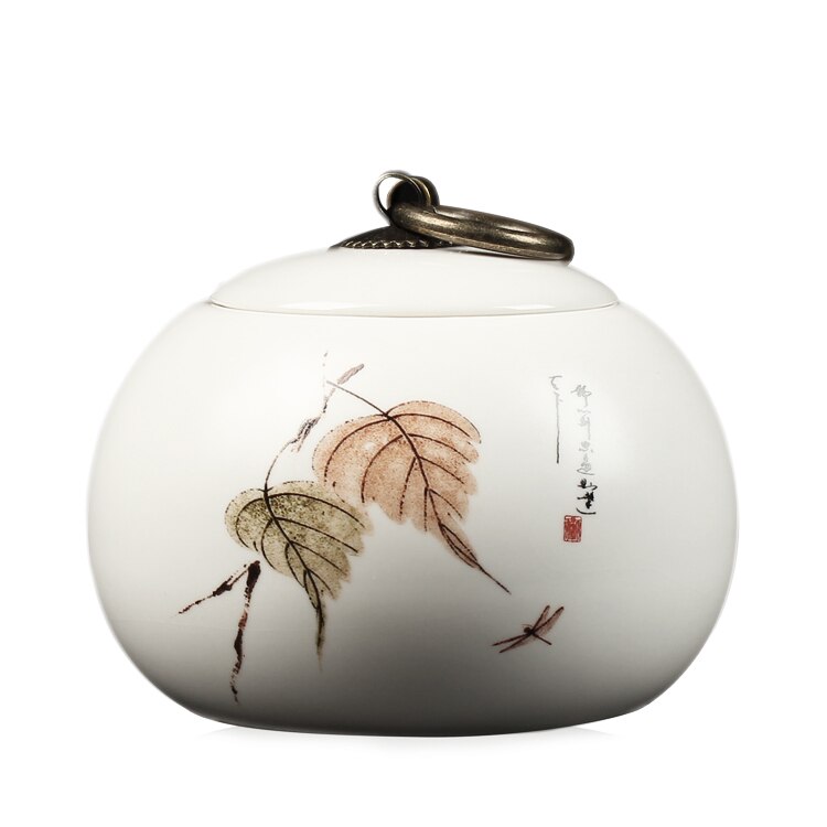 china Tea Caddy Tea Sugar Coffee Beans Jars Ceramic Tea Canister Kitchen Storage Bottle & Jars Sugar Bowl Storage Tank Spice Jar: qingtingzhiqiu