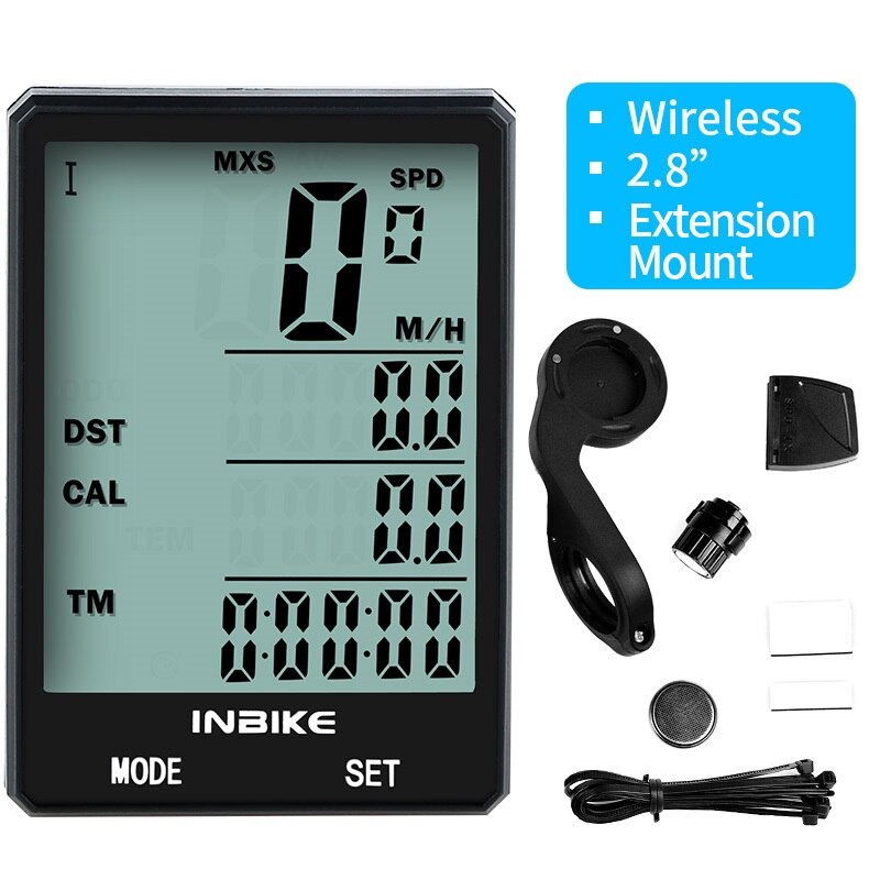 Velocímetro inalámbrico para bicicleta de 2,8 pulgadas, odómetro, a prueba de lluvia, cronómetro de temperatura medible para ciclismo: white wireless mount