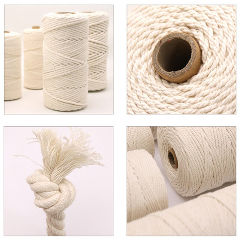 Macrame Cord Cotton Twisted Rope for DIY Craft Knitting Making Plant Hangers Wall Hangings Ornaments Weave Material