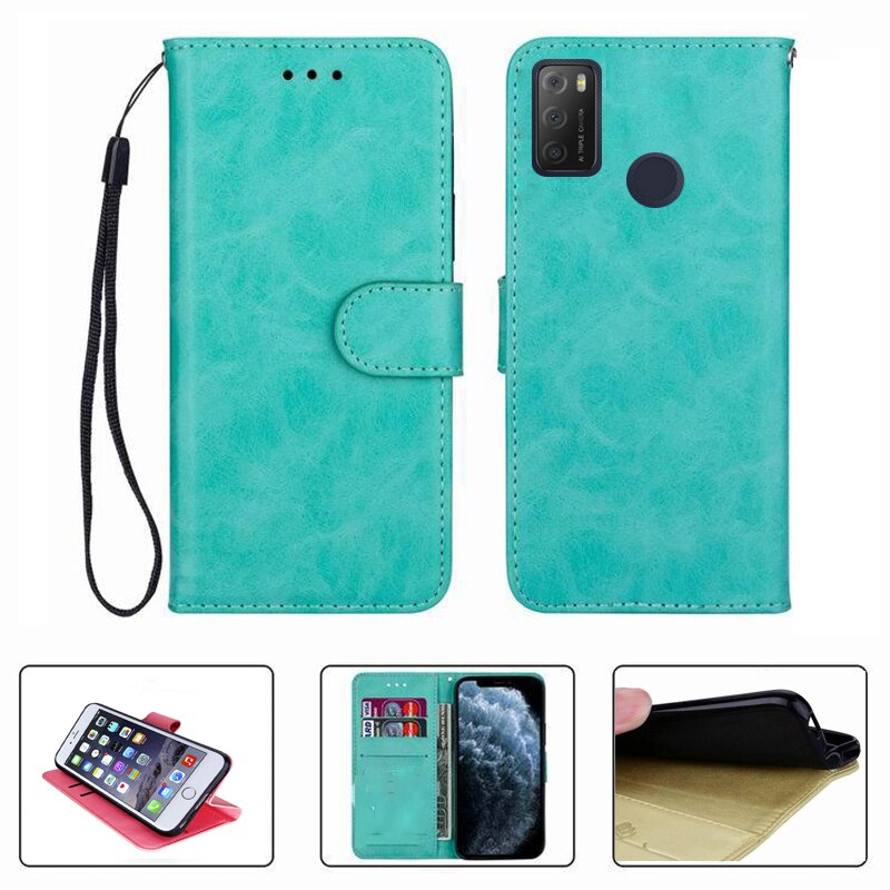 Voor A1 Alpha 21 6.52 &quot Wallet Case Flip Lederen Telefoon Beschermhoes Pu Siliconen Shell