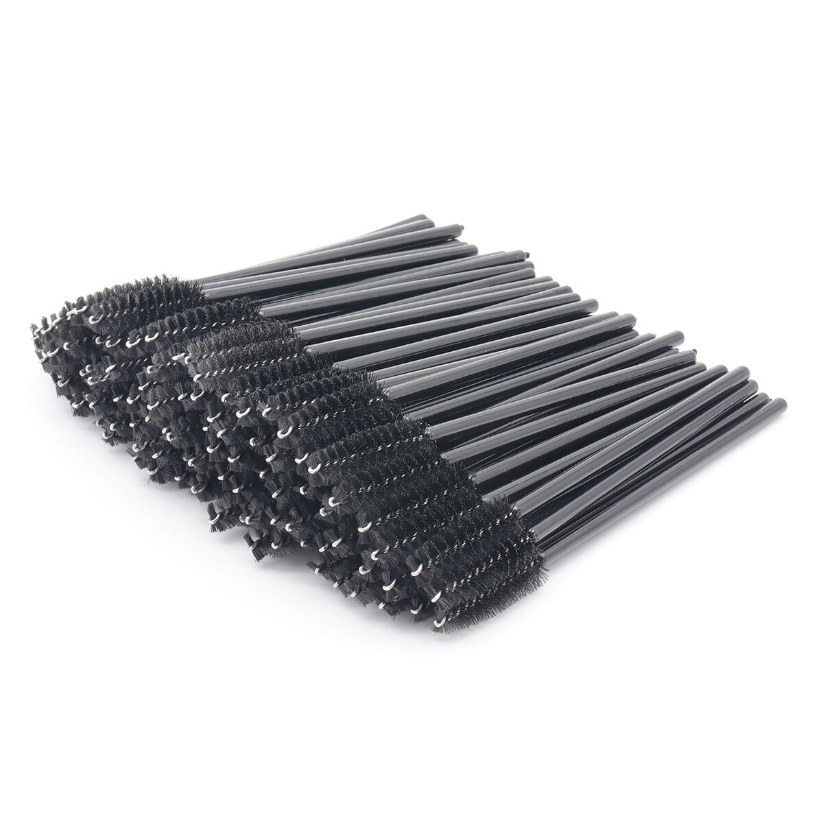 Negemel 100 PCS Disposable Eyelash Brush, Mascara Brushes Wands,Eyebrow Brush, Cosmetic Makeup Brush Tool Kits: Black