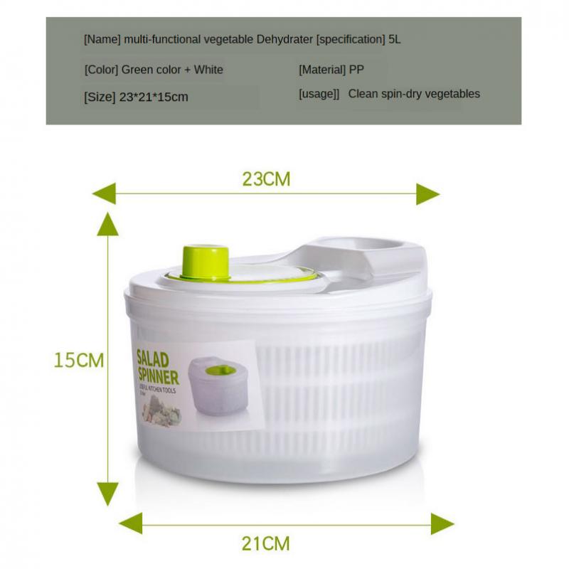 1pc 5L Salat Spinner Gemüse Unterlegscheibe mit Schüssel schnell trocken Mehrzweck Salat Waschmaschine und Trockner-