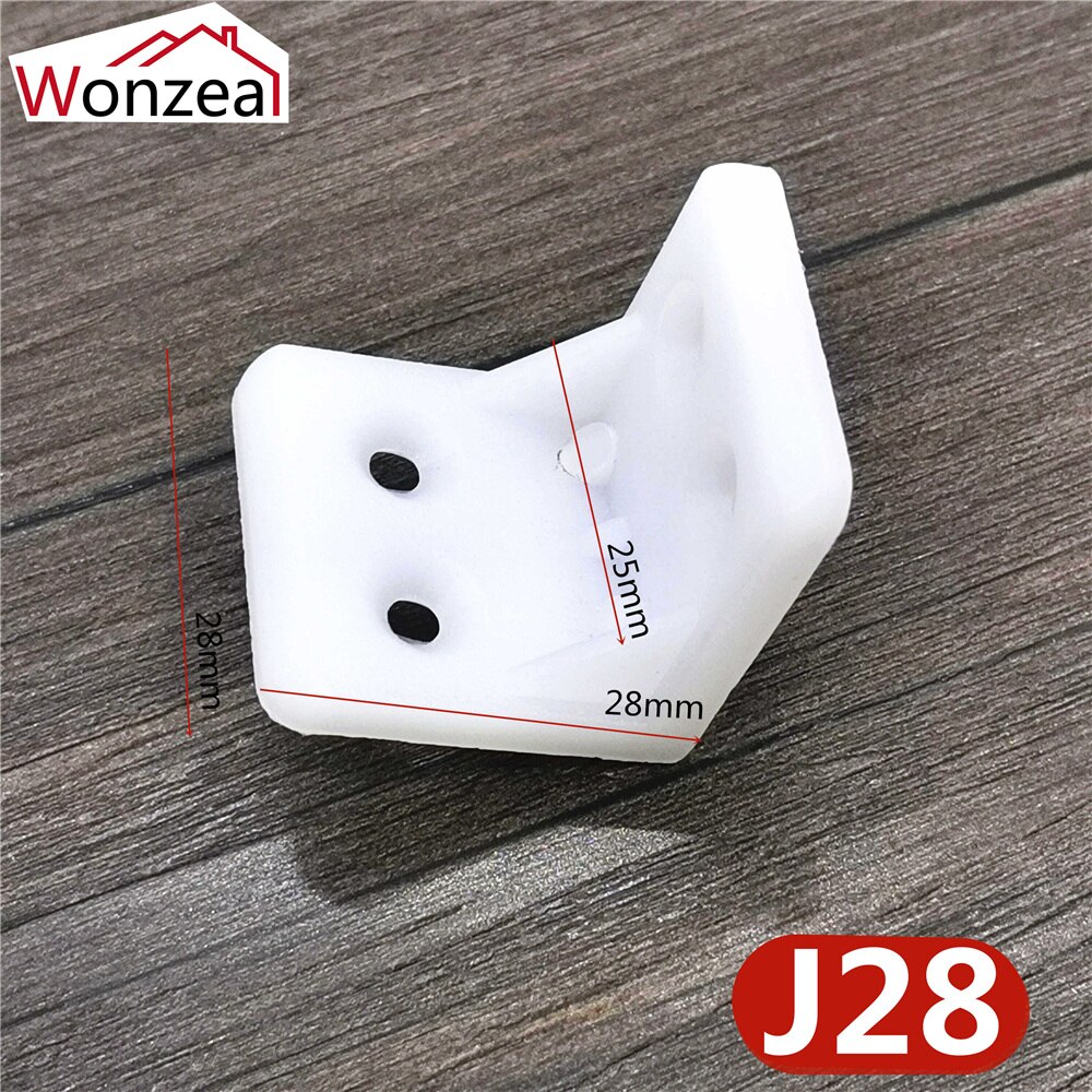 20pcs/lot Wonzeal Plastic Thickened Corner Brackets Furniture 90 degree Angle Corner Code Cabinet Furniture Hardware: White color