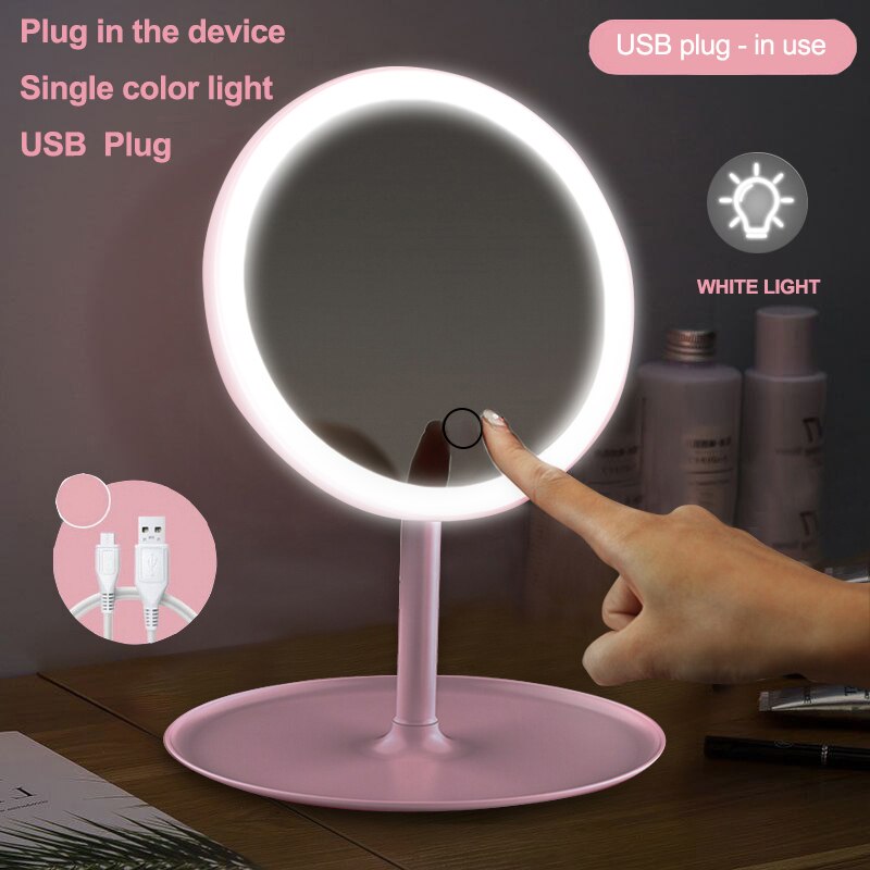 Espejo LED para maquillaje con luz led, espejo para tocador, Espejos de maquillaje con luces, espejo de pie, pantalla táctil led, espejos led cosméticos: Single light Plug 02