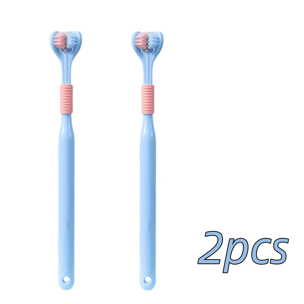 Cepillo de dientes de 3 lados de cerdas suaves, limpieza suave, cepillo de dientes para adultos para el cuidado completo de las encías, sensorial para autismo, herramienta de salud bucal, 4 Uds.: Marfíl