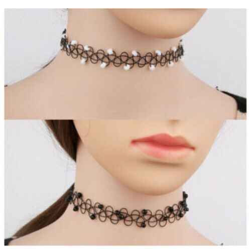 12 sztuk/zestaw moda rozciągać tatuaż tęczowy naszyjnik punk gotyk elastyczny choker retro punk tatuaż naszyjnik