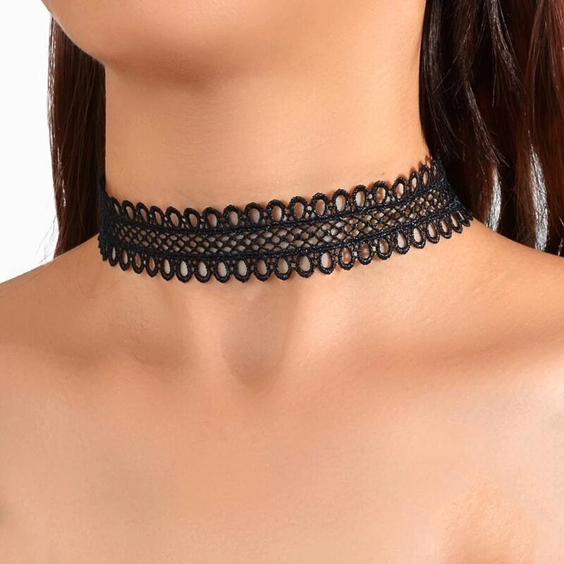 Vintag Black Flannel Chain Round Pendant Necklace For Women Charm Choker Necklaces Boho Jewelry Christmas X071: X069