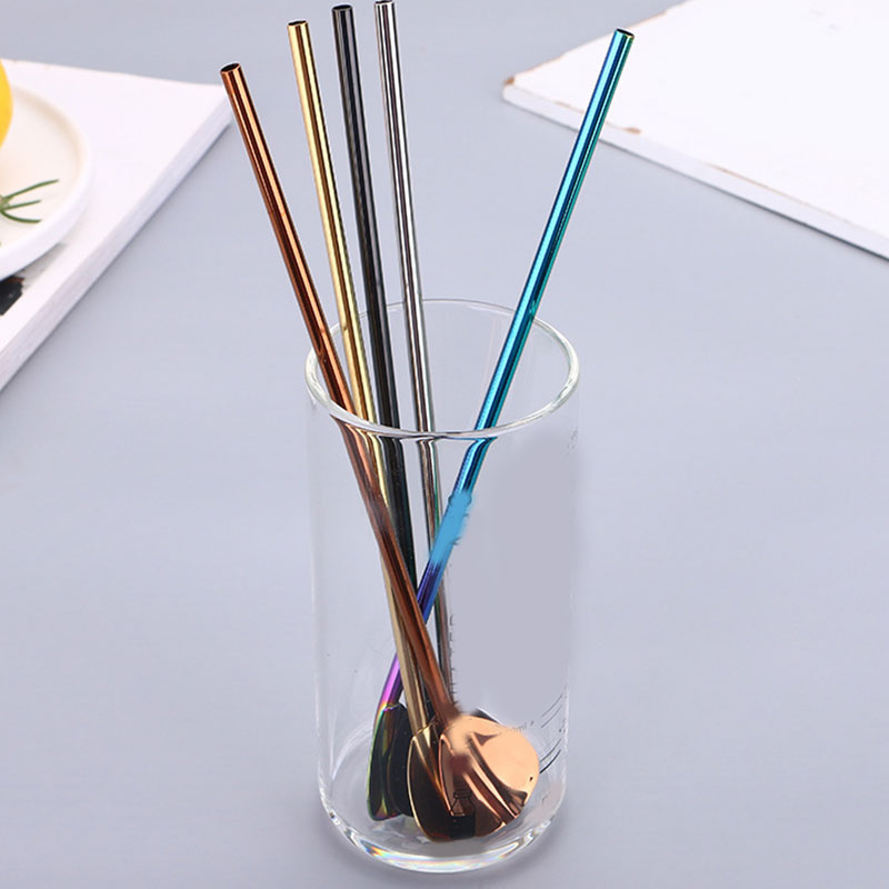 Cuillère à café en paille en acier inoxydable | Longue et créative pailles à boire écologiques offre des pailles en métal spéciales de