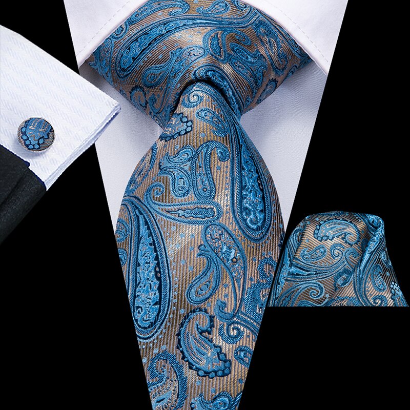 BAJIE heren stropdas Zijde Heren Paarse Stropdas Paisley Stropdas Hanky ​​Manchetknoop Set De Nieuwe Bruiloft Zakelijke stropdassen Voor mannen