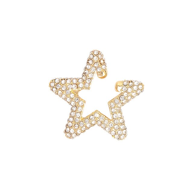 Itenice Rainbow Star Earcuffs Earring Voor Vrouwen Kleurrijke Multi-Hoepel Strass Oor Manchet Romantische Ster Rechthoek Boho Oor Clips: white