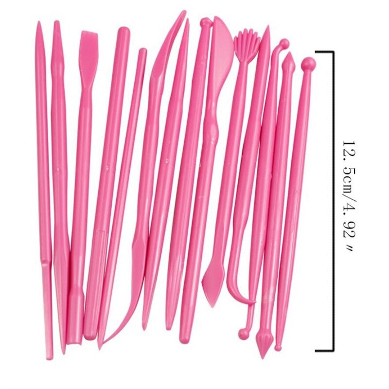 14pcs/Set Sculpture Sugar Modeling Cutter Smoother Polymer Clay Mold Fondant Flower Gum Paste Decorating Pen Tool Kit