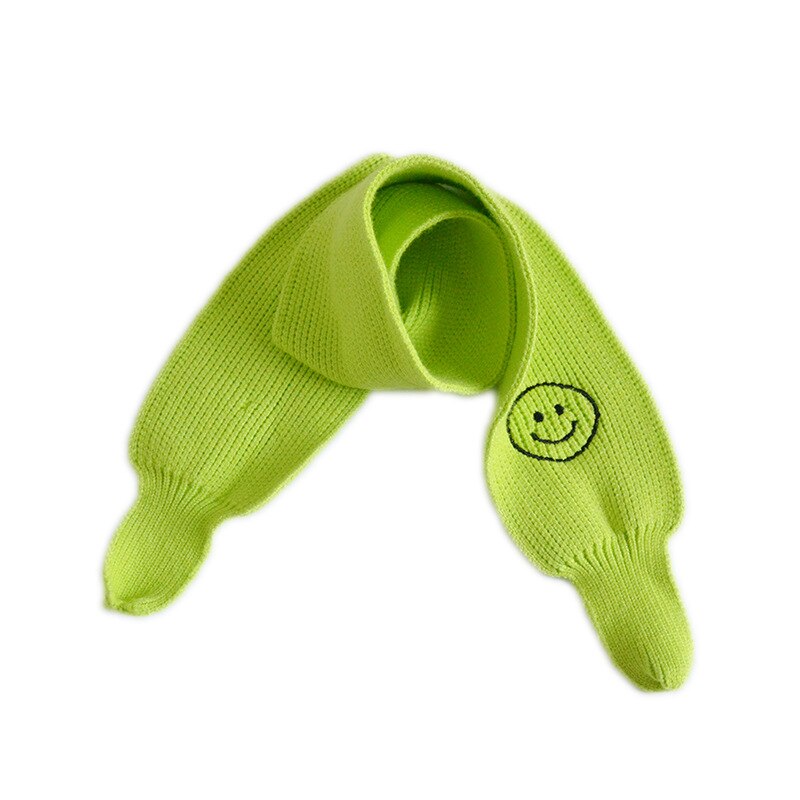 Strikket baby vinter tørklæde varmt ansigt hagesmæk dreng piger voksen efterår vinter neon farve børn vinter slik farve strik tørklæde: Lysegrøn