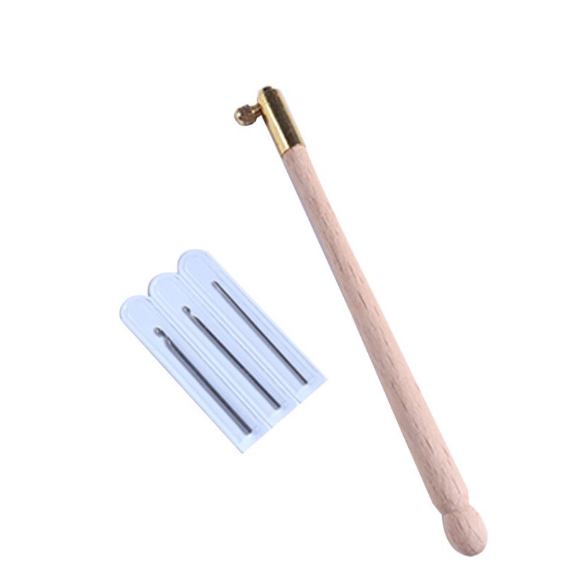 Houten Tambour Haak Borduren Haaknaald Kralen Naald Gereedschap Kit met 3 Naalden voor Borduren Kralen Naald Gereedschap Sequin Kralen