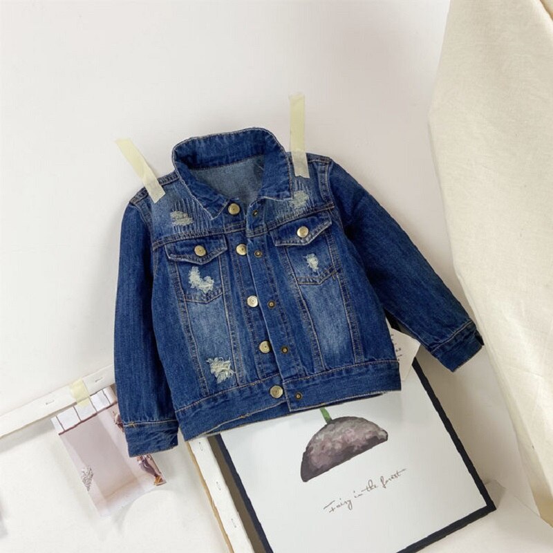 Mode Baby Boy Meisje Denim Jasje Lente Herfst Baby Peuter Kind Geribbelde Jean Jas Blazer Bovenkleding Babykleertjes 1-10Y: 7T