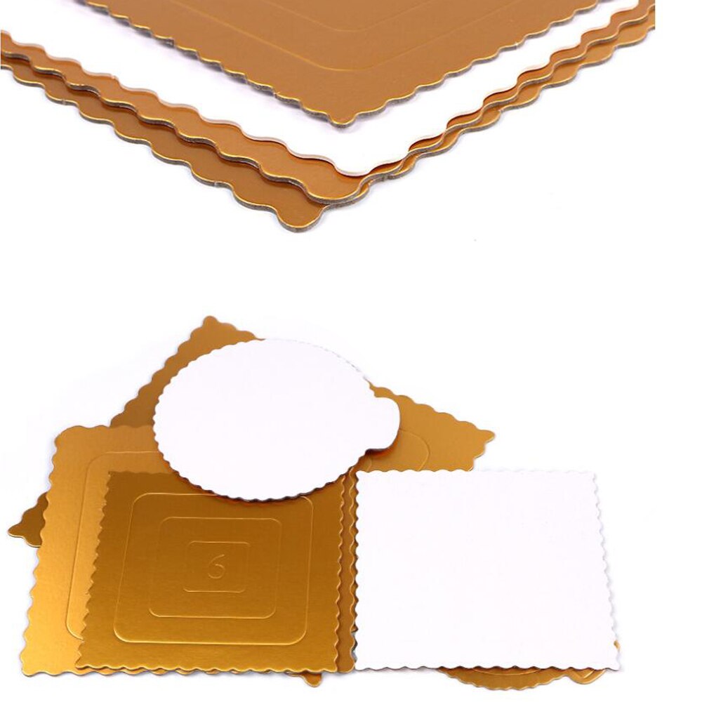 20PCS Round/Square Mousse Cake Boards/Mat Food Grade Paper Kitchen Baking Accessories Gold Year Wedding Cake Displays Tray