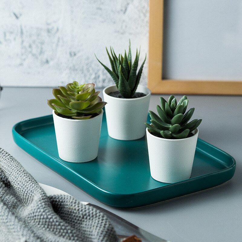 Ceramic Tray Black White Europe Food Fruit Breakfast rectangle Plate Jewelry Tray Dessert Dish Decoration Bathroom set trays WF