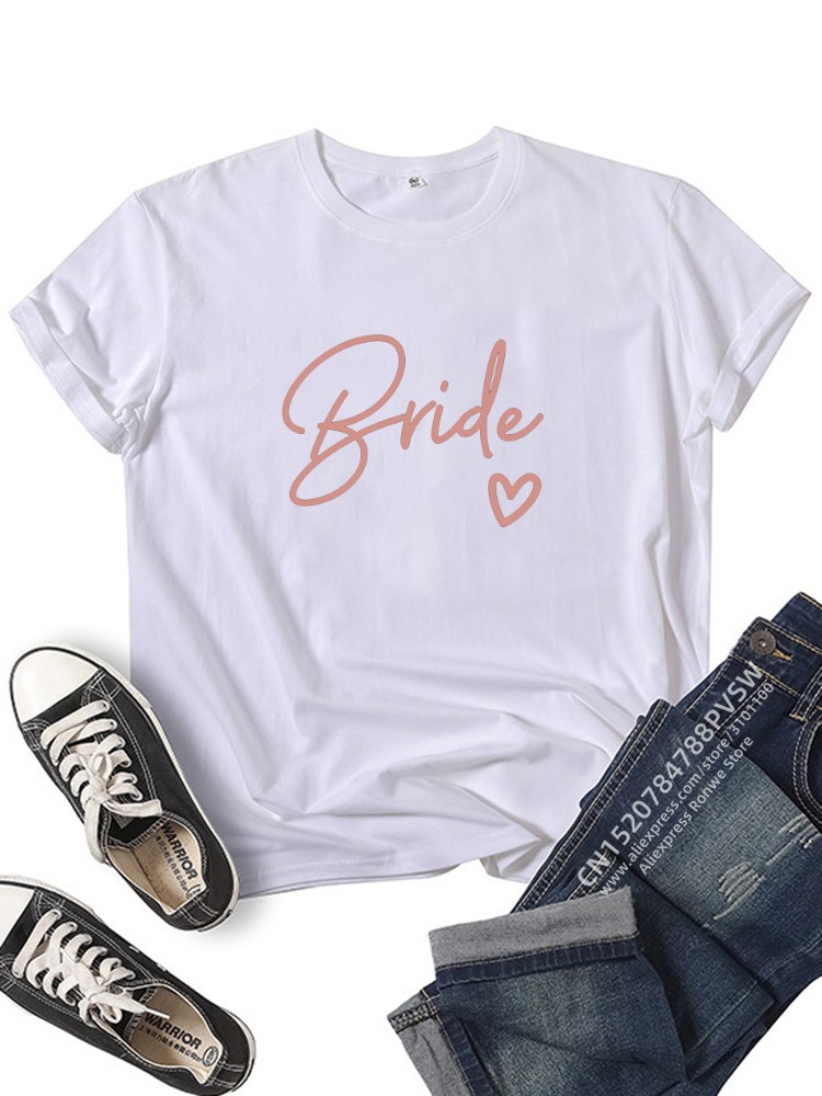 T-Shirts Blanc Gris pour Enterrement de Vie de Jeune Fille, Équipe de Mariée, Mariage, Femme