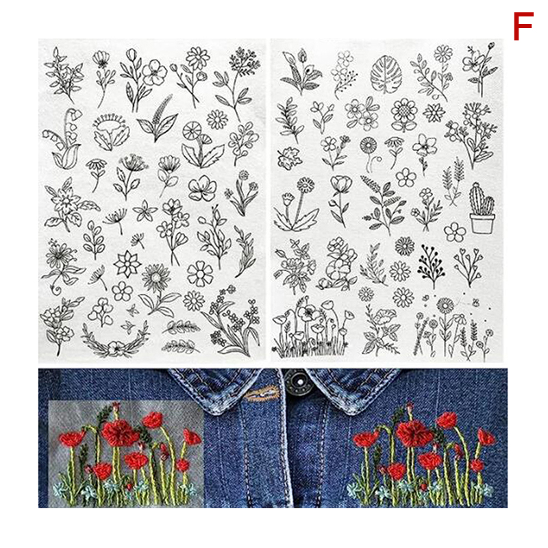2pc Water Soluble Stabilizer Embroidery Stick And Stitch Embroidery Paper Tear Away Embroidery Stabilizers With Flower Patterns: Light Grey