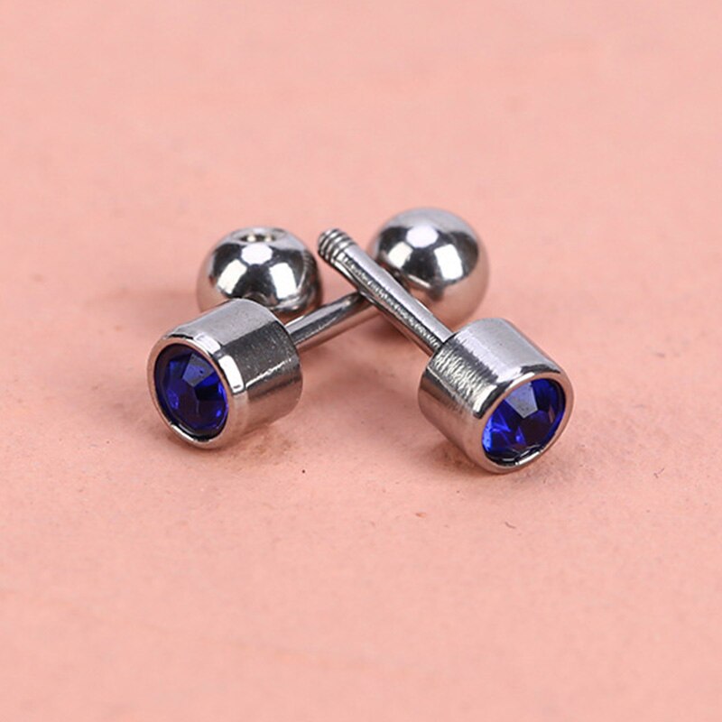 1 paar Medizinische Edelstahl Kristall Schraube Runde Ball Stud Ohrringe Ohr Knochen Nagel Knorpel Ohrring Ohr Piercing Körper Schmuck: Color 8