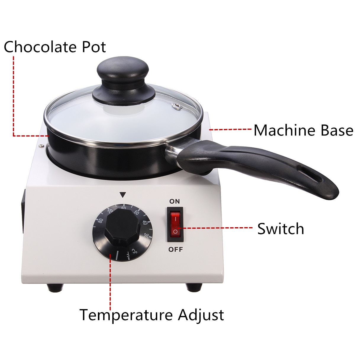 Elektrisk chokladostsmältmaskin 40w mini keramisk non-stick gryta tempereringscylinder smältpanna med enkelpanna keramik