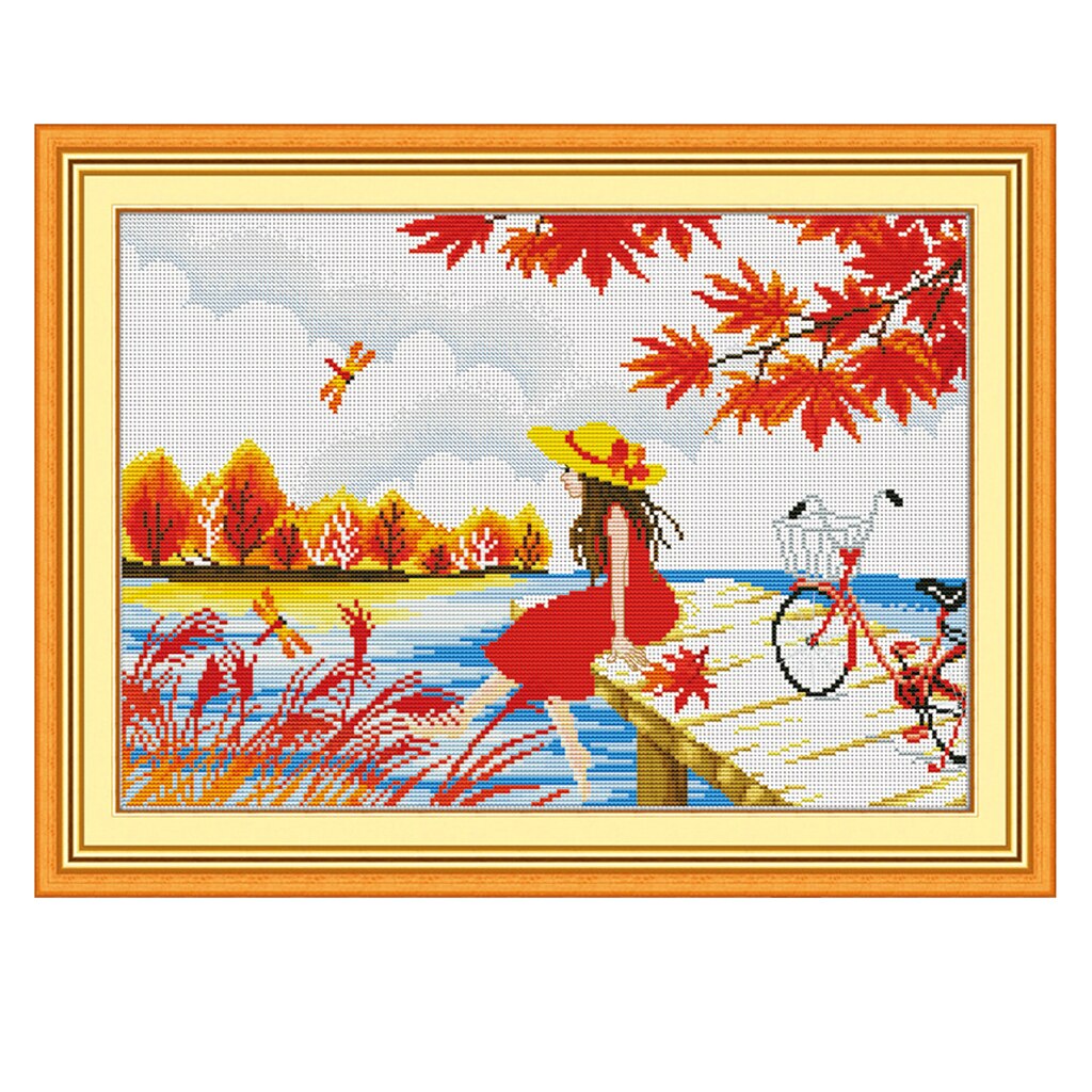 Autumn Landscape Cross Stitch Kit Counted Cross Stitch Set Preprinted