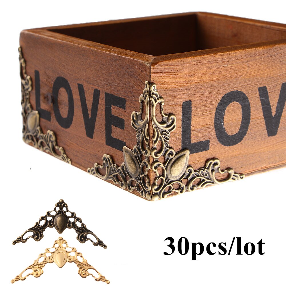 30 Stck Metall Ecke Klammern Gold Bronze- Farbe 40mm Ecke Klammern für Foto Rahmen Möbel Schutz Dekorative